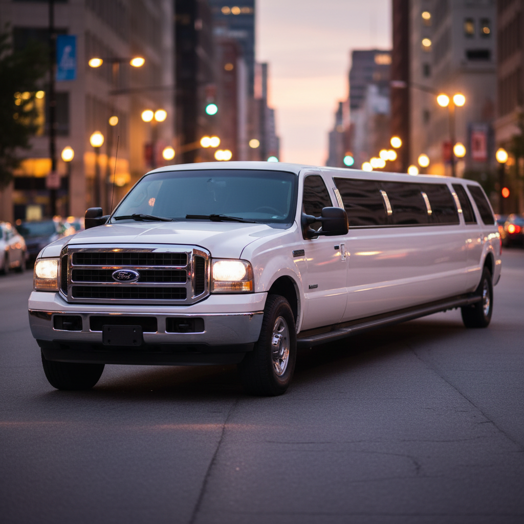 White Ford Excursion stretch limousine